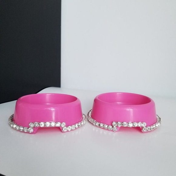 Pink bling rhinestone pet bowls - Picture 5 of 7